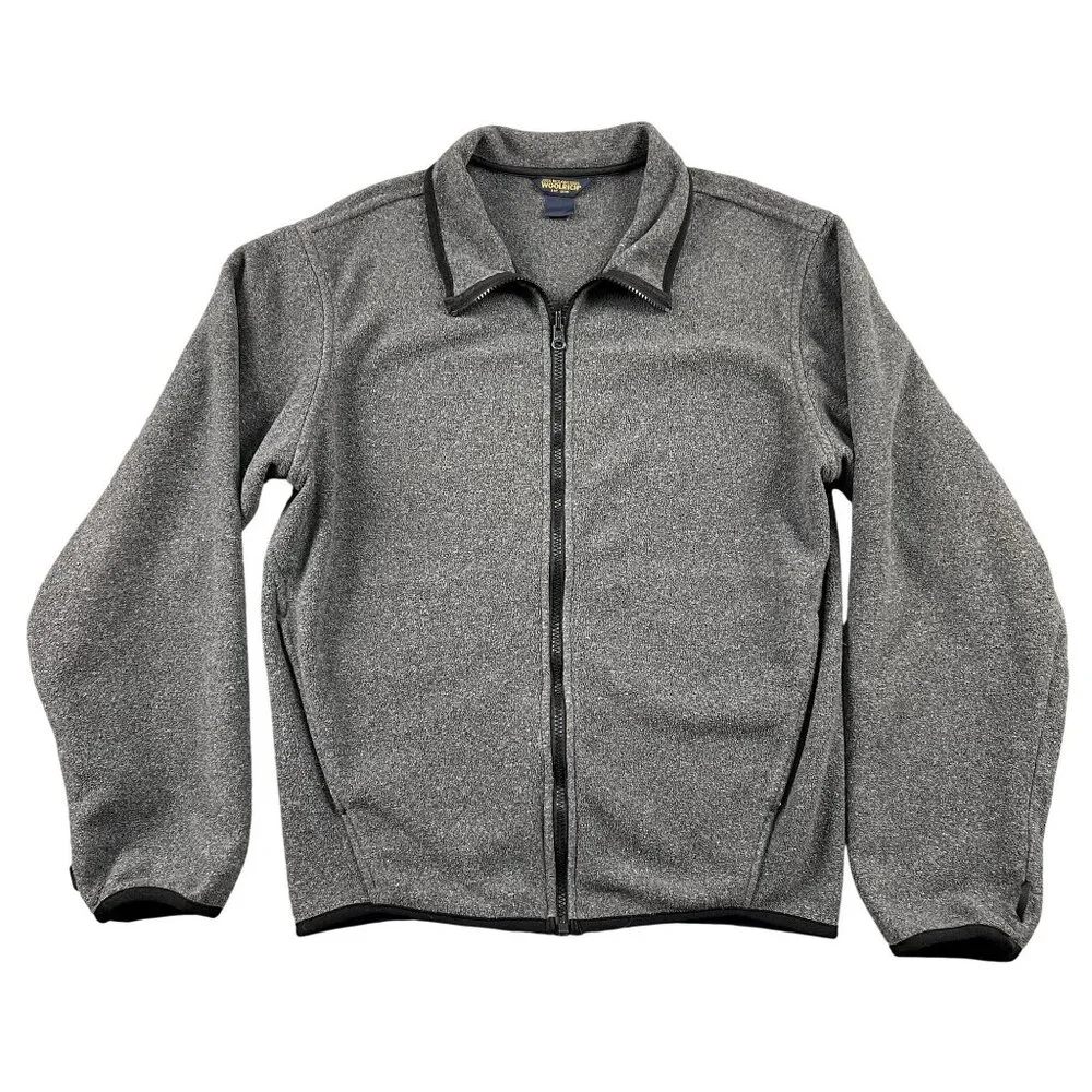 Woolrich Fleece Jacket Mens Small Grey Full Zip Winter‎ w/ Pockets